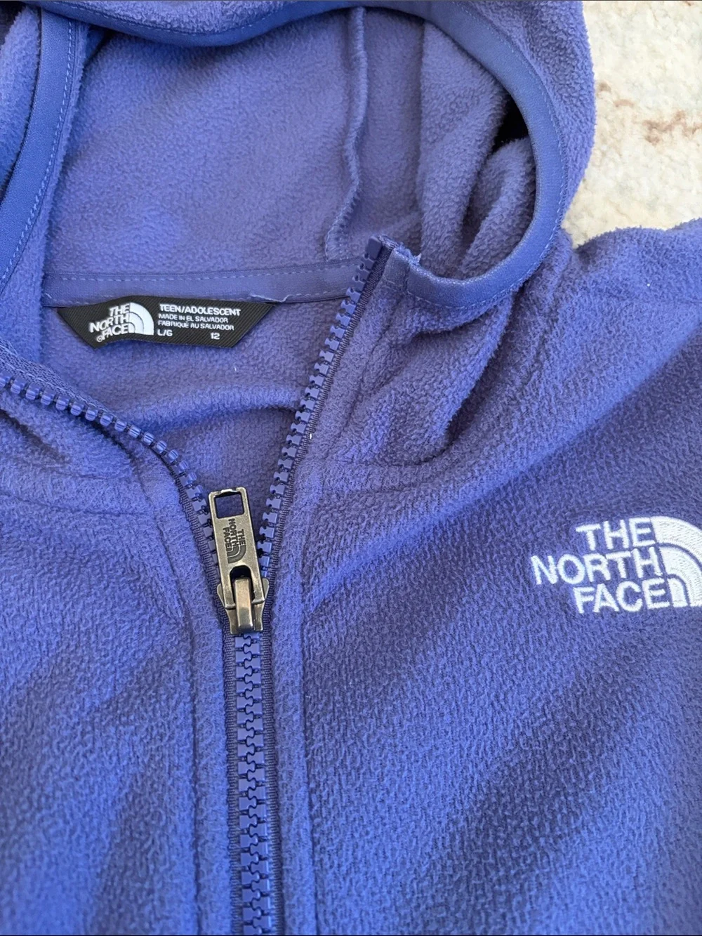 The North Face Two-Tone Purple and Blue Kids Hooded Fleece Jacket